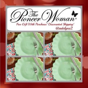 🌺🎄New Pioneer Woman (4) Timeless Treasures Jade Ceramic Dinner Plates